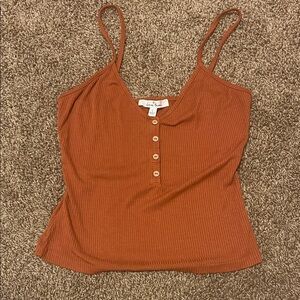 Love Tree Terracotta Ribbed Camisole with Buttons